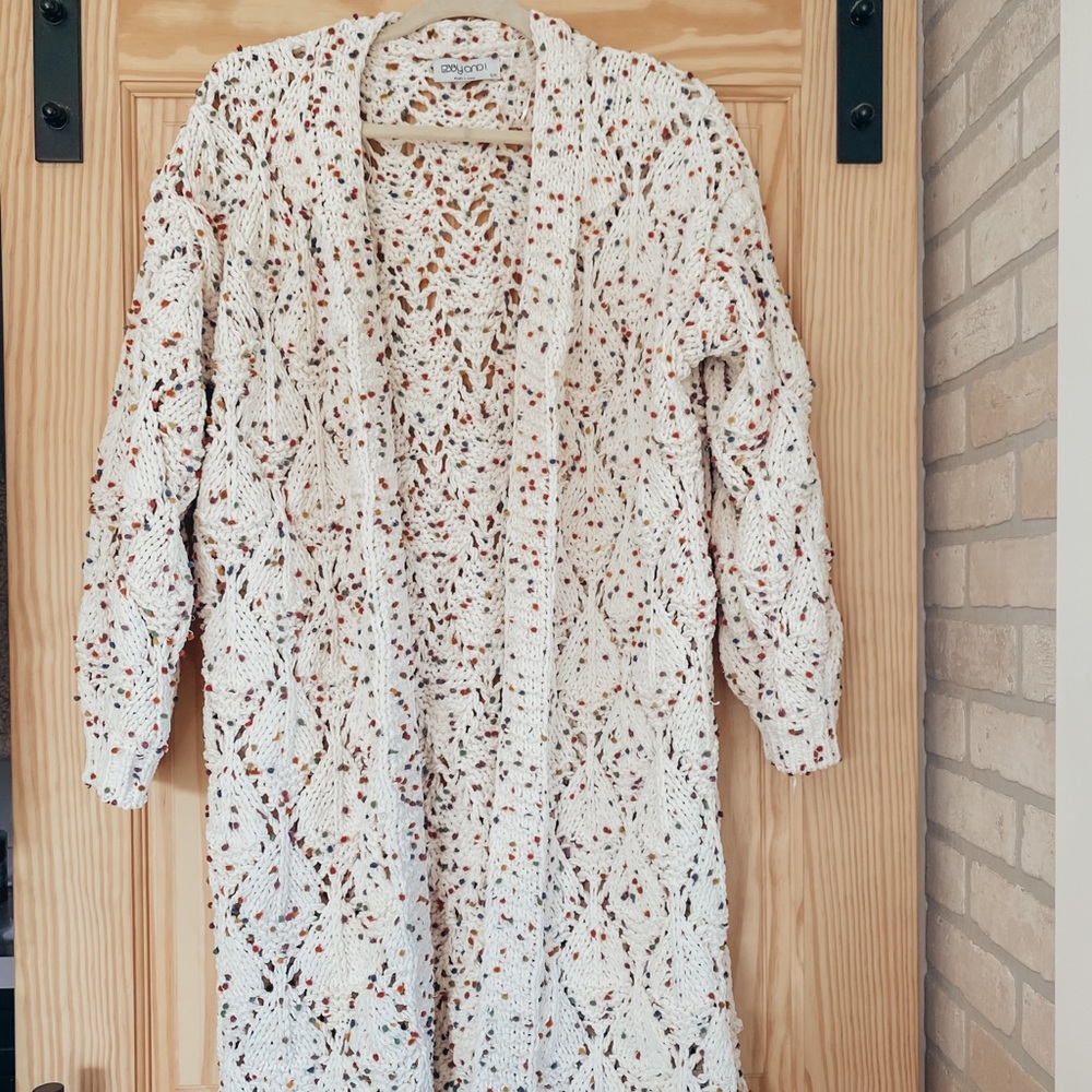 Confetti knee length cardigan chunky knit
